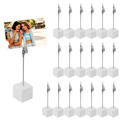 Produktbild von Fotohalter mit Klammern 20 Stück Tischkartenhalter Postkartenhalter Holz Fotoständer mit Krokodilklemmen Memo Clip Halter Ständer Zettelhalter Kartenständer für Hausdekoration Party Büro Hochzeits