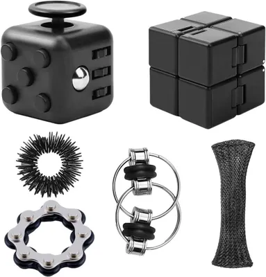 Produktbild von Fidget Cube – Set mit 6 Stück – Anti-Stress-Spielzeug – Würfelspielzeug – Anti-Stress-Würfel