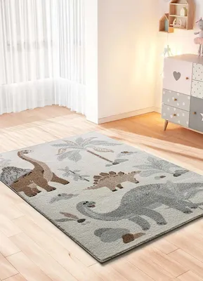 Produktbild von ATTICGO Kinderteppich BEATS Dinosaurier in Weiß, 120x170 cm