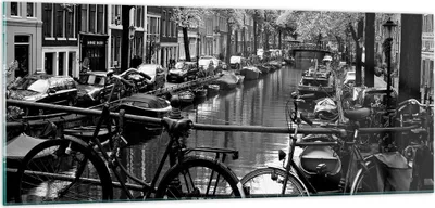 Produktbild von Bilder auf glas - Holland Kanal - 100x40cm - Glasbilder - Wandbilder - Kunstdruck - zum Aufhängen bereit - Wanddekoration aus Glas - Glas Bilder - Wandbild auf Glas - Einteilig - GAB100x40-3516