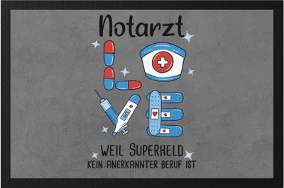 Produktbild von Ich Bin Notarzt Weil Superheld Kein Anerkannter Job Ist Fußmatte  Geschenk Danke Sagen