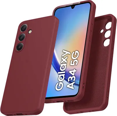 Produktbild von Galaxy A34 Hülle, Slim Liquid Silikon Gel Gummi Stoßfest Schutzhülle für Samsung Galaxy A34 Rot