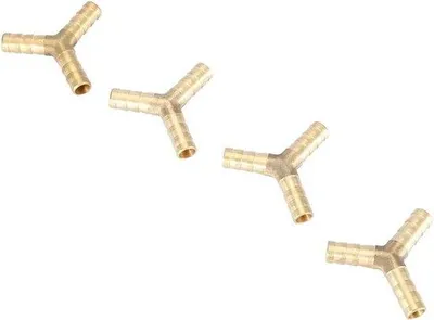 Immagine prodotto di 4 raccordi a T a 3 vie da 8 mm in metallo per il collegamento di gas, acqua e aria compressa