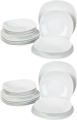 Imagen del producto de Juego de vajilla para mesa – 24 piezas (para 12 personas) – Blanco – Porcelana