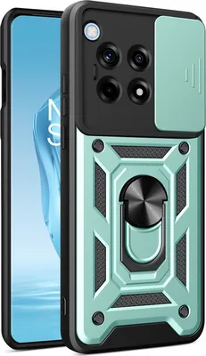 Obrázek produktu pro Pouzdro pro OnePlus 12R, TPU Nárazník Silikonové Pouzdro s Kroužkem Stojánek, Ochrana Kamery Zelený