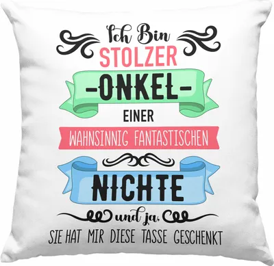 Produktbild von Trendation - Onkel Geschenk von Nichte Lustige Deko-Kissen mit Füllung 40x40 Spruch Geschenke für Onkel Nichten Geschenkidee (Rosa)