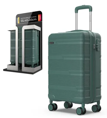 Imagen del producto de Maleta de viaje ABS, juego de 3 piezas, 55x40x20 cm y 66x44x26 cm, con neceser, color verde, ligera