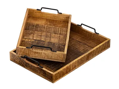 Obrázok produktu pre Drevený podnos sada 2 podnosov 46x31cm podnos z mangového dreva