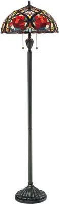 Produktbild von Casa Padrino Luxus Tiffany Stehleuchte Mehrfarbig / Vintage Bronze Ø 46 x H. 157,5 cm - Tiffany Stehlampe - Tiffany Leuchten - Tiffany Stehleuchten - Wohnzimmer Stehleuchten - Büro Stehleuchten