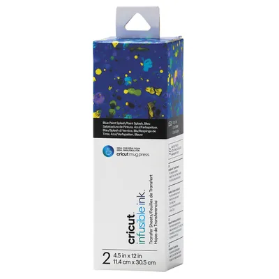 Produktbild von Cricut Joy Infusible Ink, Hitzebeständige Vinylfolie, Glattes wärmeübertragendes Vinyl, Blau, Muster, 114 mm, 305 mm