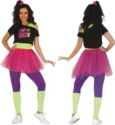 Immagine prodotto di costume colorato da aerobica anni '80 per donna, taglia:M