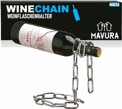 Produktbild von WINECHAIN držiak na fľaše stojan na víno reťaz na fľaše kovové víno strieborné