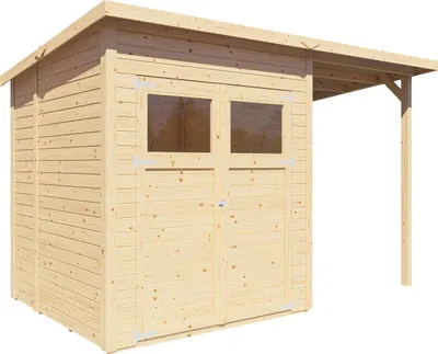 Produktbild von Gartenhaus Marksburg 2 mit Anbau 14 mm natur