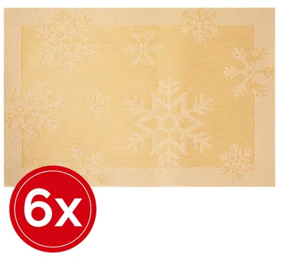 Produktbild von Weihnachtstischset - 6 Stück Tischsets - Goldene Schneeflocken