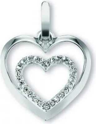 Image de Pendentif coeur zirconium 925/- argent rhodié poli
