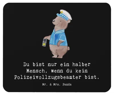 Produktbild von Mr. & Mrs. Panda Mauspad Polizeivollzugsbeamter Herz - Schwarz - Geschenk, pc, Mouse Pad, laptop mousepad, Polizei, computer, Polizist