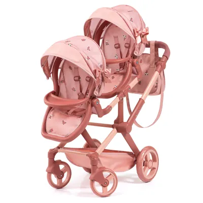 Produktbild von Bayer Design 26726AA Zwillingspuppenwagen Twin XEO mit Tasche und Sonnendach, höhenverstellbarer Griff, Schwenkschieber, integrierter Korb