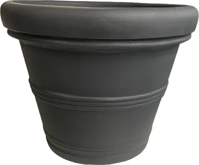 Produktbild von GARDENITALIA Garden Italia Blumentopf Bell Double Edge ICL Dn. 80 cm Höhe 65 cm in anthrazitfarbenem Harz  Italy Frostbeständig – stoßfest – leicht, 80