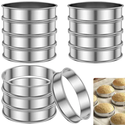 12 Crumpet-Ringe aus Edelstahl, Backringe, 10 cm