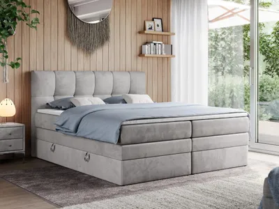 Produktbild von Boxspringbett mit Doppelmatratze - ALVIN-KING - 200 x 200 cm - Hellgrau - H4