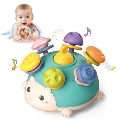 Produktbild von Sensorisches Babyspielzeug – Silikon Rassel & Beißring für Babys – Montessori Lernspielzeug – Blau