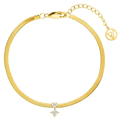 Produktbild von PAUL VALENTINE - Damen Armband Edelstahl - Vergoldet/Golden - Zirkonia Anhänger