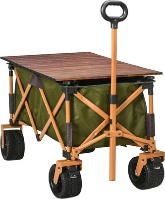 Produktbild von Famanu Bollerwagen mit verstellbarem Handgriff - Transportwagen für Strand und Garten mit Tragkraft bis 120 kg