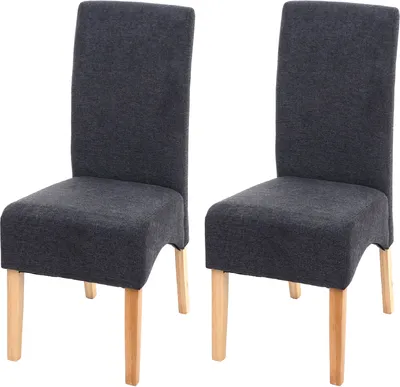 Obrázek produktu pro sada 2 jídelních židlí Latina, kuchyňská židle, látka/textil s certifikátem MVG  tmavě šedá, světlé nohy