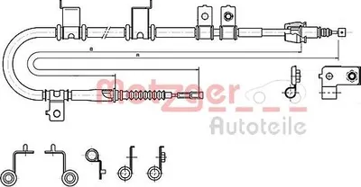 Produktbild von METZGER Handbremsseil Seilzug Feststellbremse für HYUNDAI i30 (FD) Hinten Links 17.2575