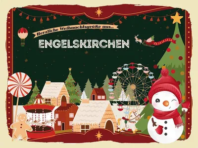 Produktbild von vianmo Holzschild 30x40 cm Weihnachtsgrüße aus Engelskirchen Weihnachten