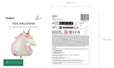 Produktbild von Folienballon Einhorn 52x61cm für Helium und Luft Creme Rosa Gold