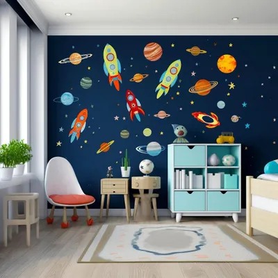 Wandtattoo-Set mit Weltraummotiv, Modell 037-087 – Decords, Produktansicht 1