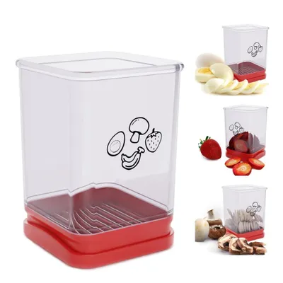 Image de Coupe-légumes et coupe-fruits avec lames en acier inoxydable – Coupe-fruits à pression pour les fraises, les bananes et les œufs