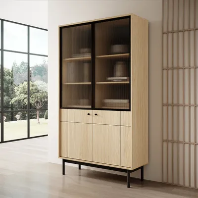 Produktbild von Vitrinenschrank in Eiche 103,5 cm JANTAR-160