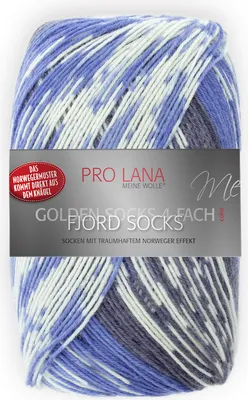 Produktbild von Pro Lana Fjord Socks 100g 184 bleu-weiß-grau Color