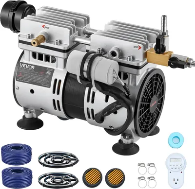 Produktbild von VEVOR Teichbelüfter, Teichbelüftungssystem-Set, inkl. 590-W-Luftpumpe, 30,5 m Luftschlauch, 2x 360°-Nano-Diffusorplatte, Luftkompressor für Sauerstoffzirkulation für Teich, Wassergarten