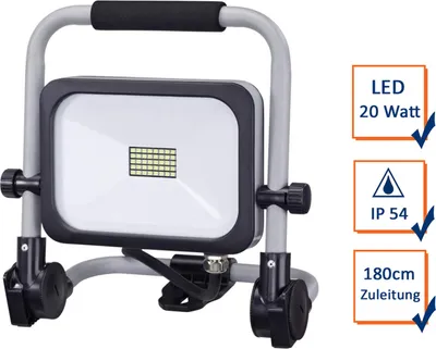 Image de Projecteur de chantier LED orientable Bright Fluter 20 W, câble d'alimentation de 180 cm, couleur anthracite-argent