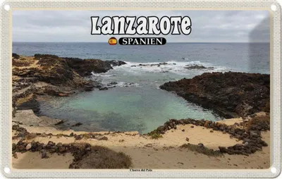 Produktbild von vianmo Blechschild 20x30 cm Lanzarote Spanien Urlaub Charco del Palo Ort Bildmotiv Reisemotiv Abenteuer Reisen