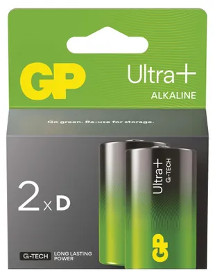 Alkalická baterie GP Ultra Plus D (LR20), 2 ks