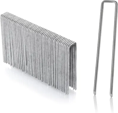 Obrázek produktu pro Kotvy do země, pozinkované - Háčky pro upevnění v zahradě - Upevnění prvků v zahradě - Robustní ocel - 100 mm, 50 kusů - Stříbrná barva