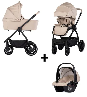 Produktbild von Chipolino Kombikinderwagen 3 in 1 Prestige Babywanne Rucksack i-Size Babyschale hellbraun