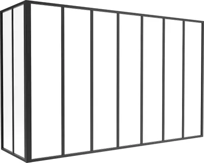 Produktbild von Glasierte pulverbeschichtete Aluminium-Eckwand - B 210 x B 60 x H 130 - Schwarz - BAYVIEW