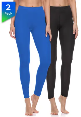 Produktbild von Merry Style Damen Lange Leggings aus Baumwolle 2 Pack MS10-198 (Schwarz/Kobalt, M)