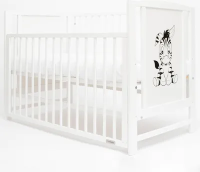 Obrázek produktu pro Dětská postýlka New Baby BEA Zebra se stahovací bočnicí bílá