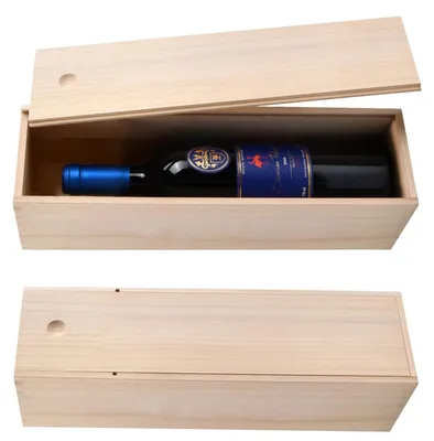Image de Boîte en bois pour vin avec couvercle coulissant, idéale pour les cadeaux