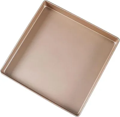 Image de Plaque de cuisson carrée - Ustensile de pâtisserie - Pour gâteaux et biscuits - Revêtement antiadhésif - 28 x 28 cm - Couleur rose doré