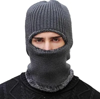 Produktbild von Offene Herren-Strick-Sturmhaube, Wintermütze, warme Skimütze