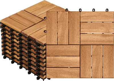 Produktbild von Yaheetech Terrassenfliesen Holzfliesen Akazie 30x30cm 10er Set-0,96m² Leicht Verlegbar Balkonfliesen Klicksystem Wetterfest Bodenfliesen Gartenfliesen