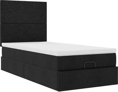 Image de Cadre de lit ottoman avec matelas noir 80x200 cm tissu
