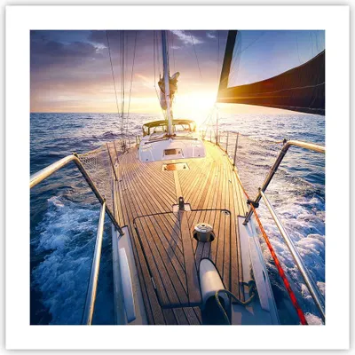 Produktbild von Poster - Poster ohne Rahmen - Segelboot Meer - 50x50 cm - Wand Bild - Wanddeko - Wandbilder - Kunstposter - Wandposter - Bilder - Kunstdruck - Wanddekoration - Wandbild - P2XAC50x50-4076
